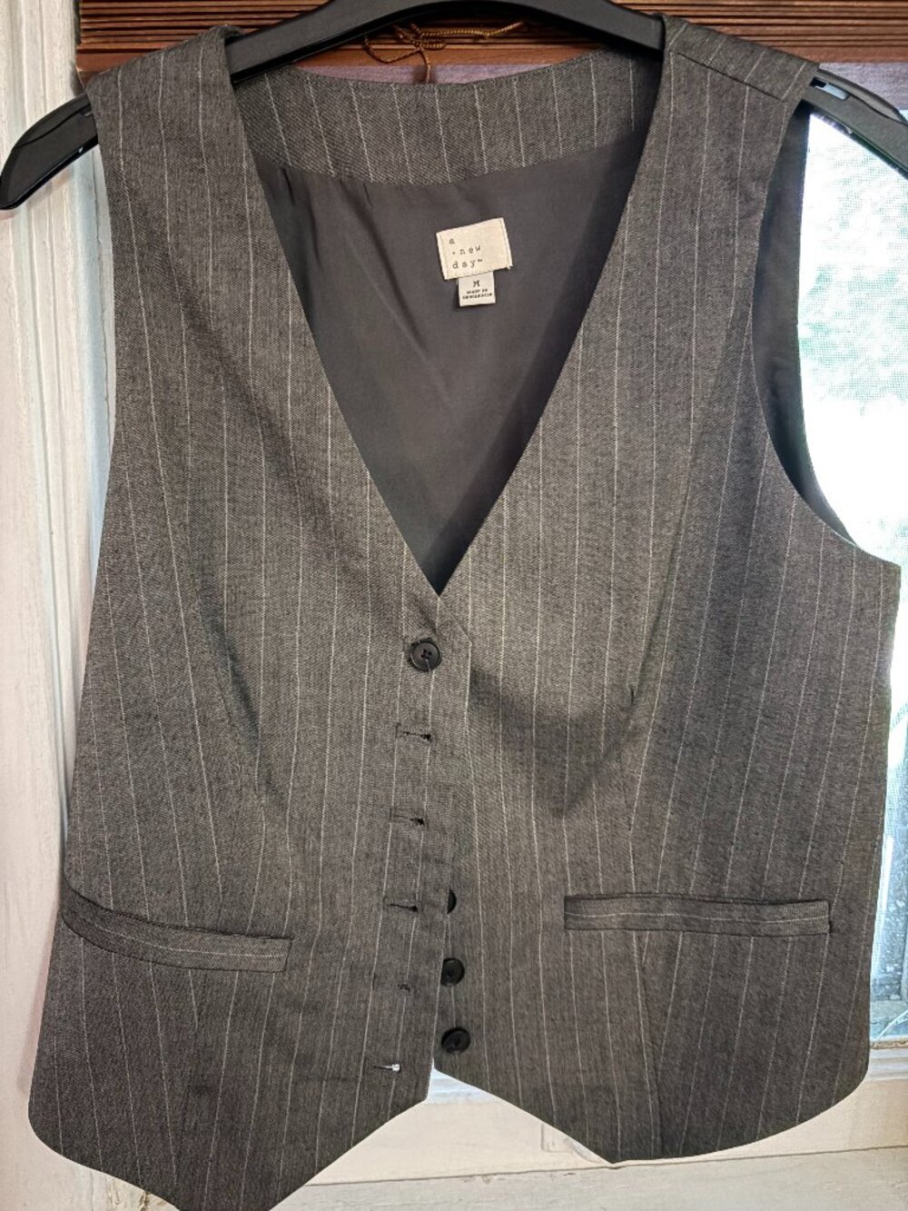Grey pinstripe vest with buttons